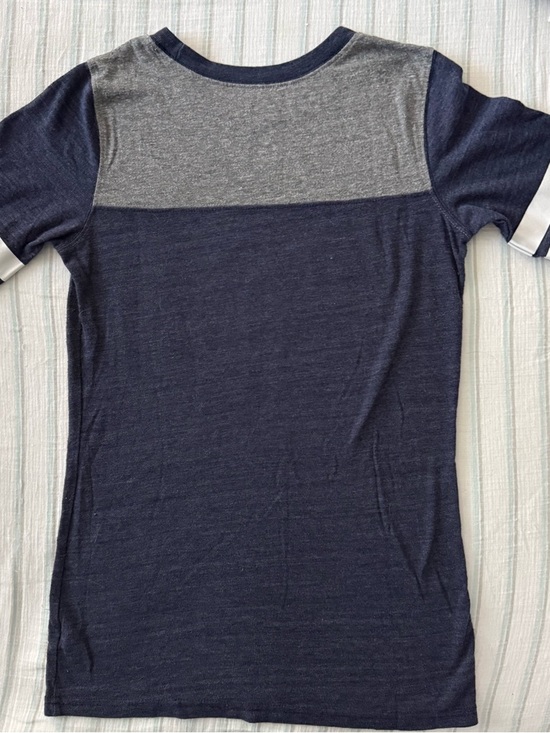 Adidas Women's T-shirt Small Univ of Michigan Ringer Retro Logo Navy/Gray/White - Picture 2 of 6